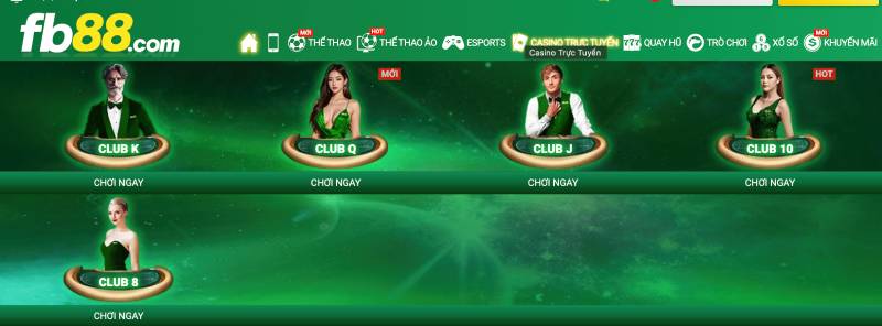 Những sảnh live nổi bật tại FB88